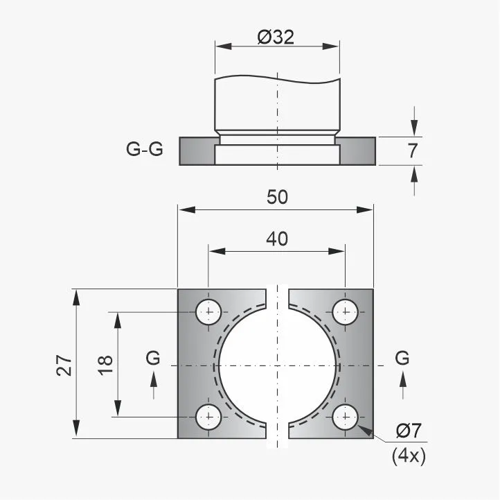 Flange PNB-32-032 - Desenho Técnico