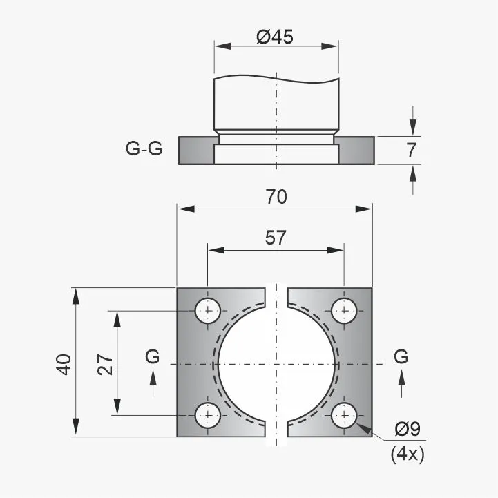 Flange PNB-32-045 - Desenho Técnico