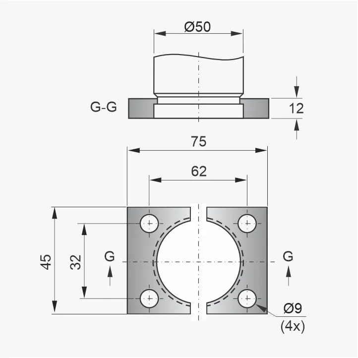 Flange PNB-32-050 - Desenho Técnico