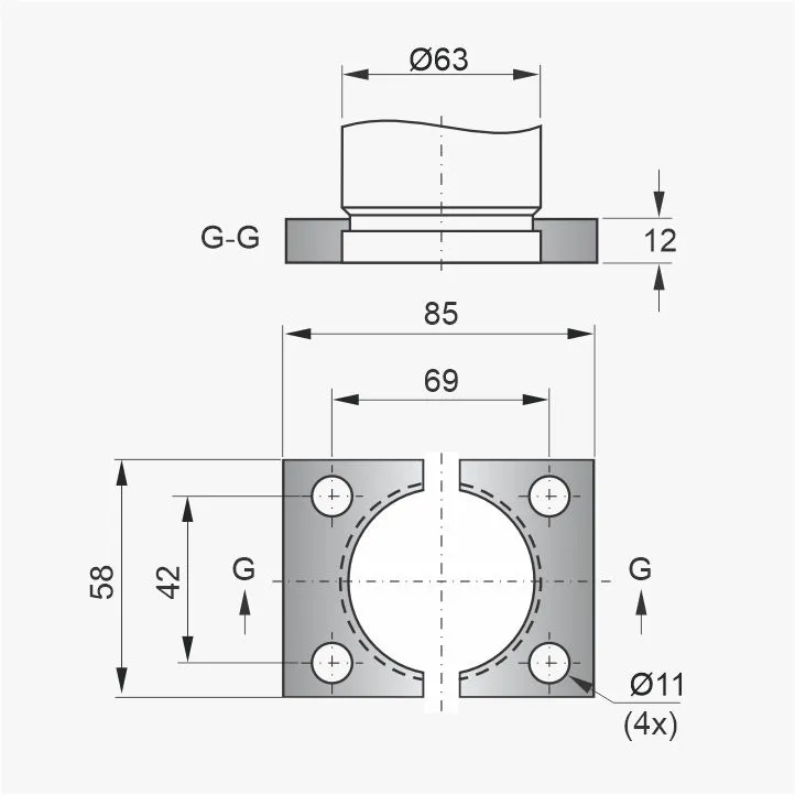 Flange PNB-32-063 - Desenho Técnico