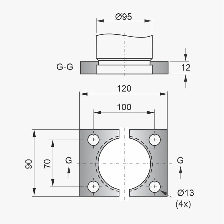 Flange PNB-32-095 - Desenho Técnico