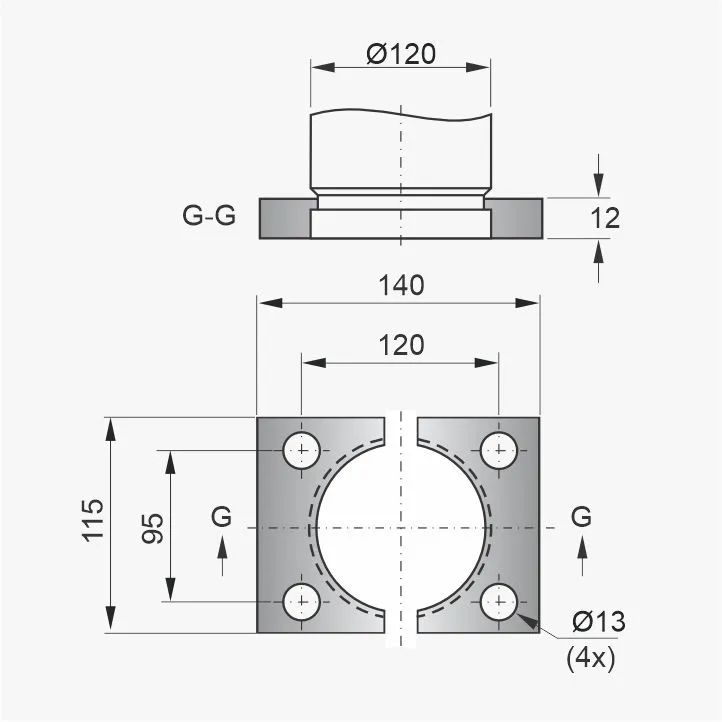 Flange PNB-32-120 - Desenho Técnico