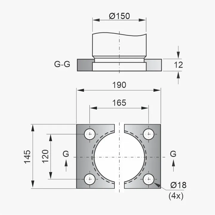 Flange PNB-32-150 - Desenho Técnico
