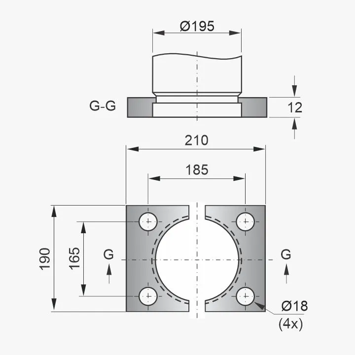 Flange PNB-32-195 - Desenho Técnico