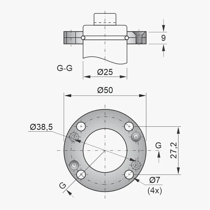 Flange PNB-54-025 - Desenho Técnico