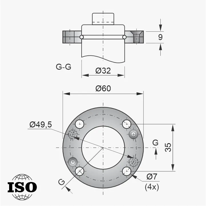 Flange PNB-54-032 - Desenho Técnico