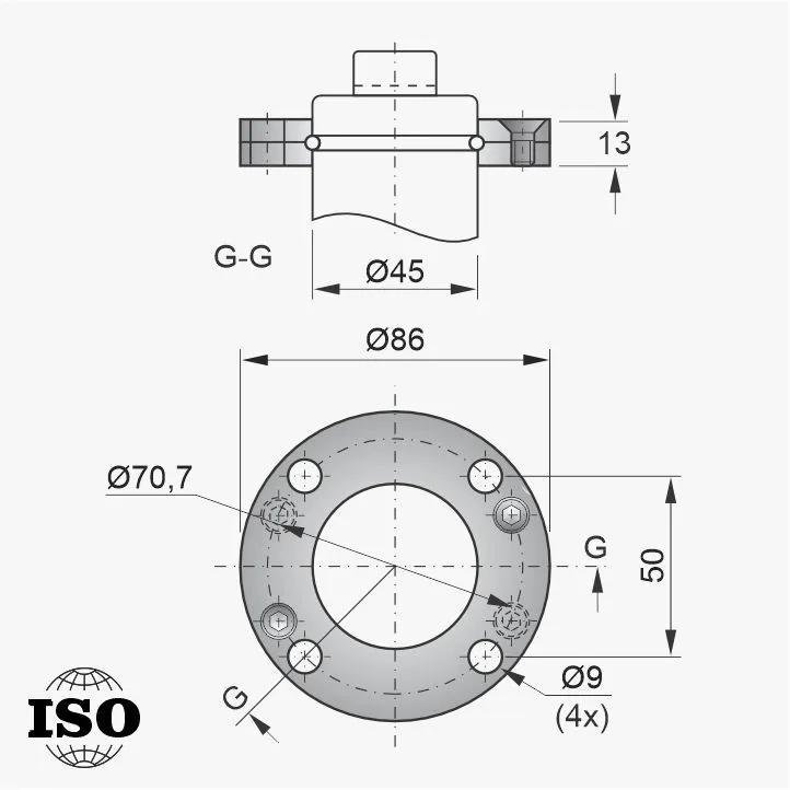 Flange PNB-54-045 - Desenho Técnico
