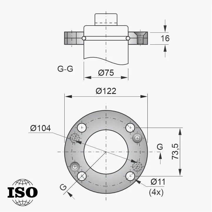 Flange PNB-54-075 - Desenho Técnico