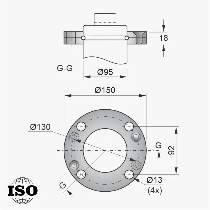 Flange PNB-54-095 - Desenho Técnico