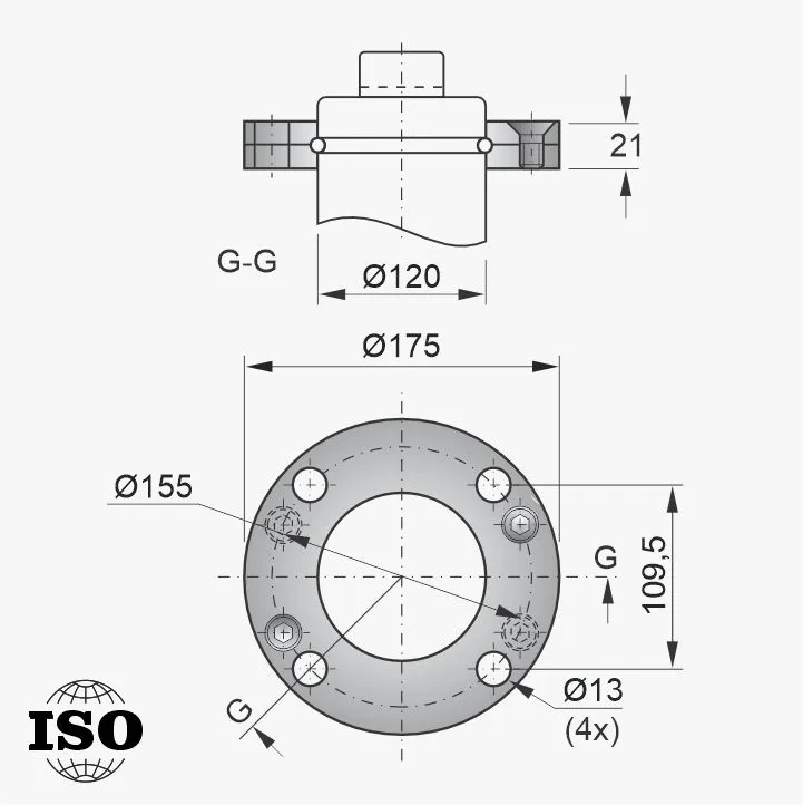 Flange PNB-54-120 - Desenho Técnico