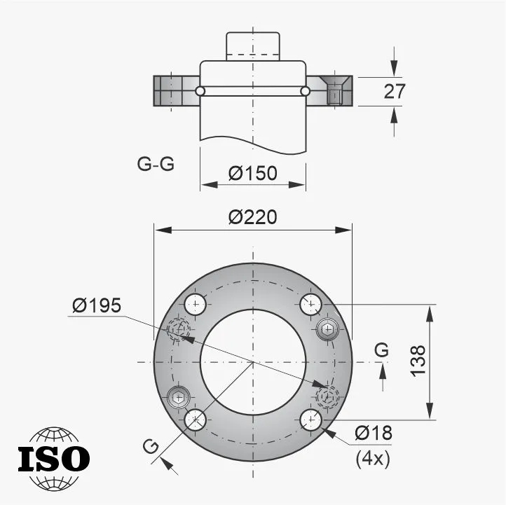 Flange PNB-54-150 - Desenho Técnico