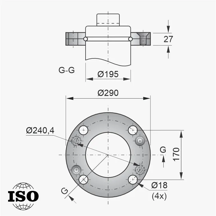 Flange PNB-54-195 - Desenho Técnico