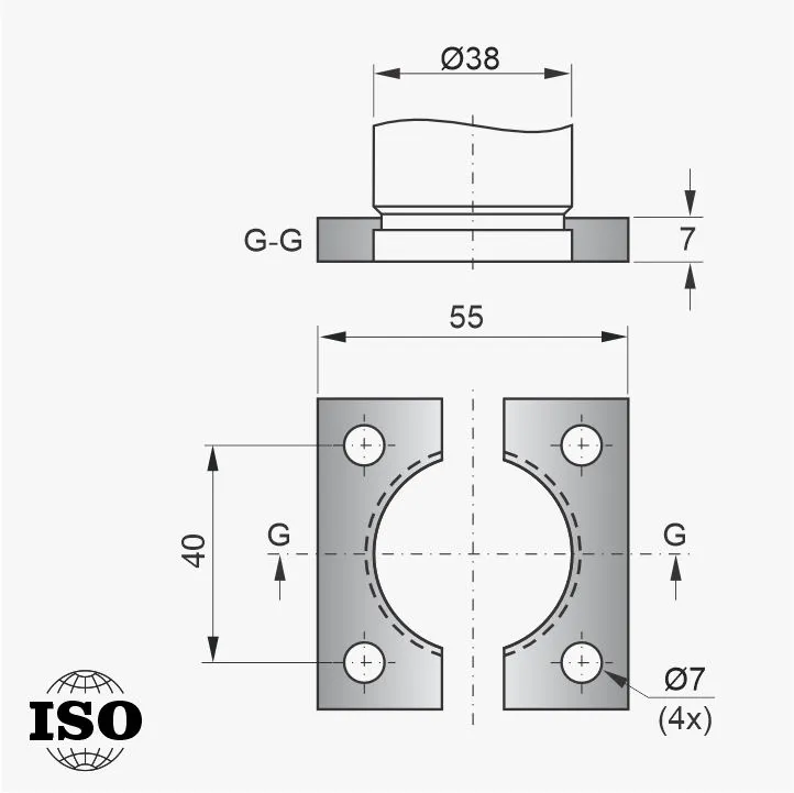 Flange PNB-55-038 - Desenho Técnico