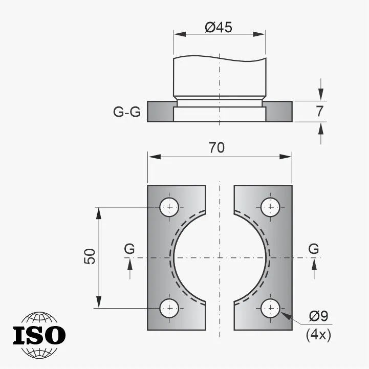 Flange PNB-55-045 - Desenho Técnico
