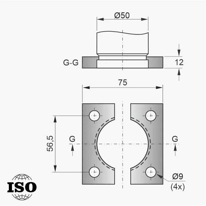 Flange PNB-55-050 - Desenho Técnico