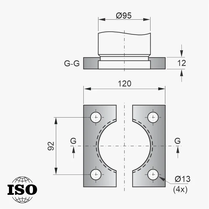 Flange PNB-55-095 - Desenho Técnico