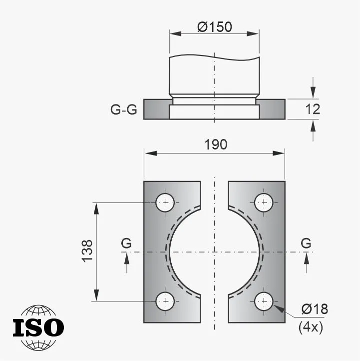 Flange PNB-55-150 - Desenho Técnico