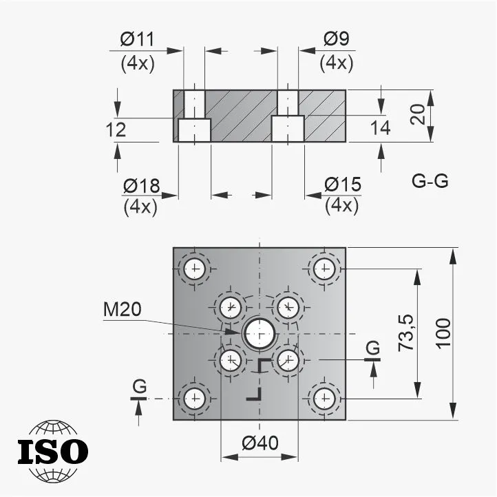 Flange PNB-56-075 - Desenho Técnico