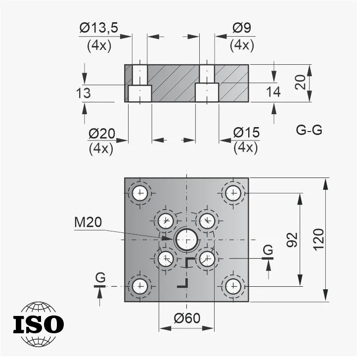 Flange PNB-56-095 - Desenho Técnico