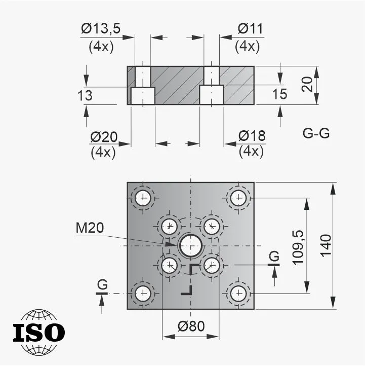 Flange PNB-56-120 - Desenho Técnico