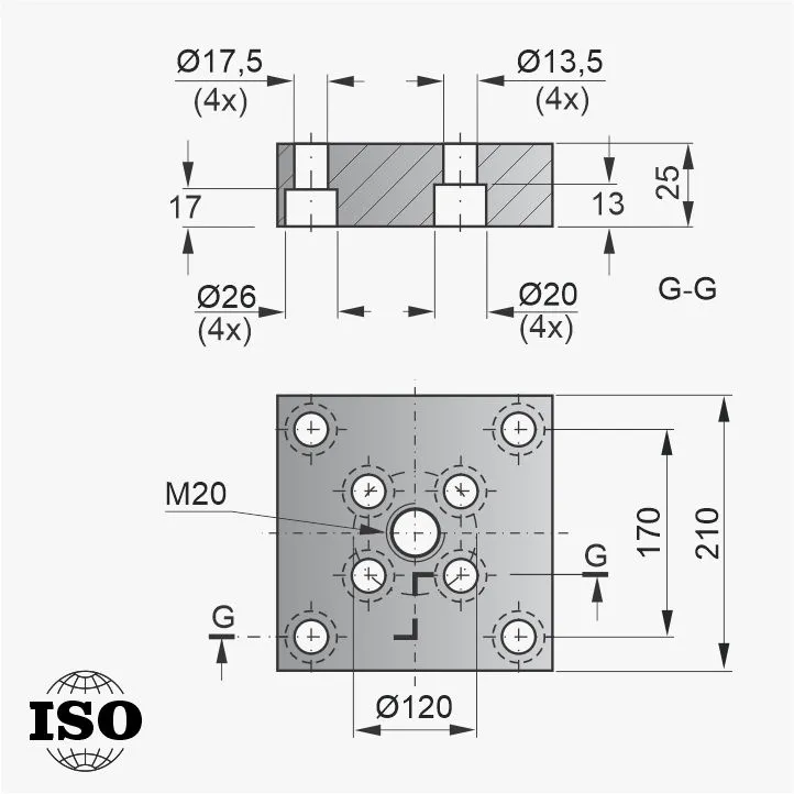 Flange PNB-56-195 - Desenho Técnico