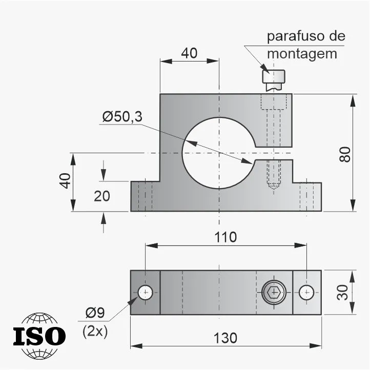 Flange PNB-57-050 - Desenho Técnico