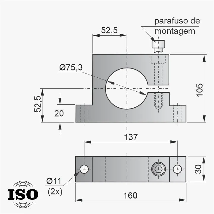 Flange PNB-57-075 - Desenho Técnico