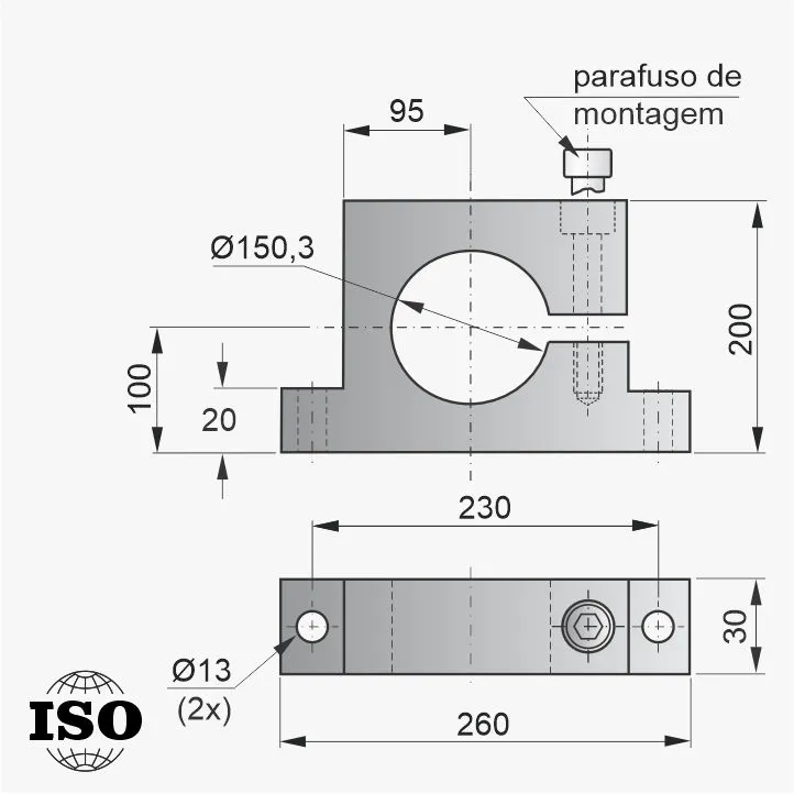 Flange PNB-57-150 - Desenho Técnico