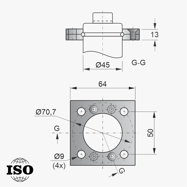 Flange PNB-65-045 - Desenho Técnico