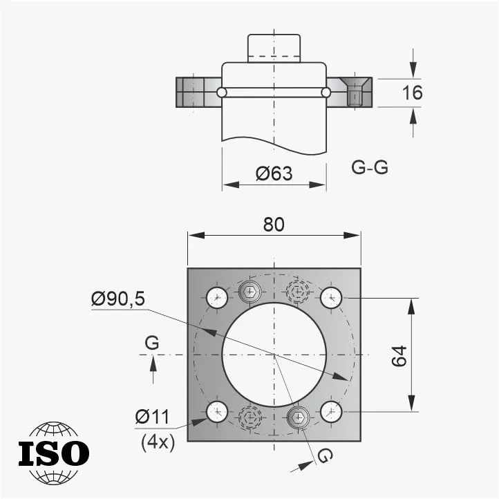 Flange PNB-65-063-ISO - Desenho Técnico