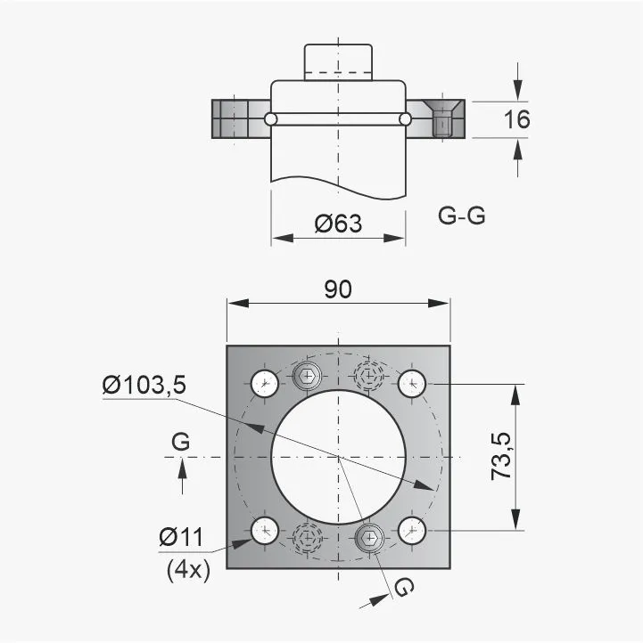 Flange PNB-65-063 - Desenho Técnico