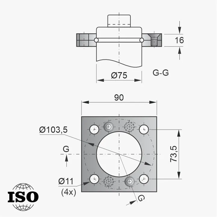 Flange PNB-65-075 - Desenho Técnico