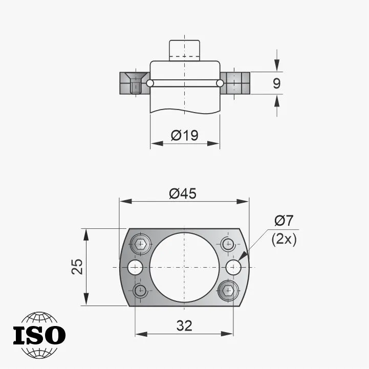 Flange PNB-75-019-VDI - Desenho Técnico